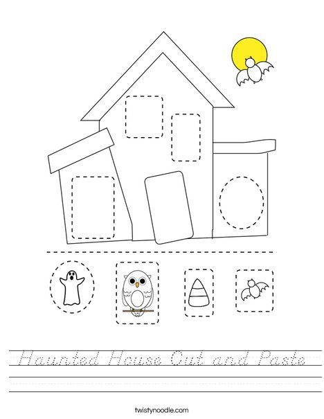 Haunted House Cut and Paste Worksheet