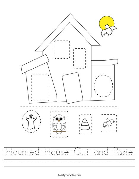 Haunted House Cut and Paste Worksheet