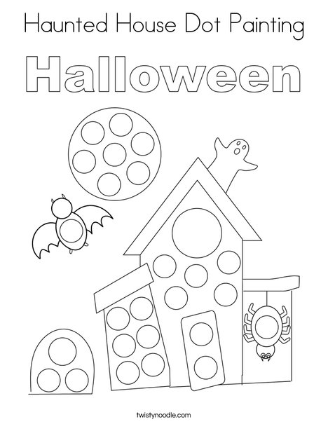 Haunted House Dot Painting Coloring Page