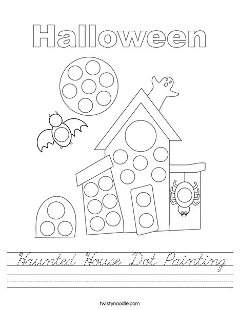 Haunted House Dot Painting Worksheet