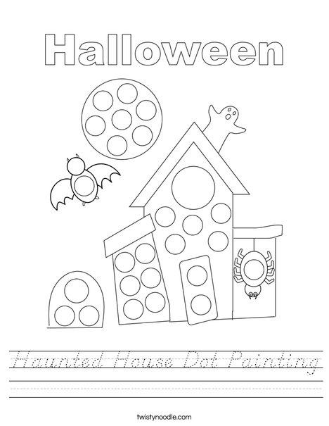 Haunted House Dot Painting Worksheet