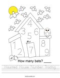 Haunted House Number Tracing Worksheet