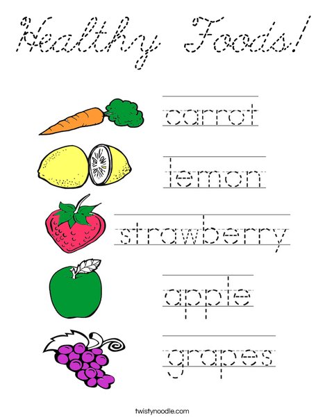 Healthy Foods Coloring Page