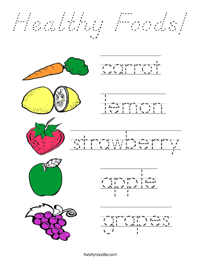 Healthy Foods! Coloring Page