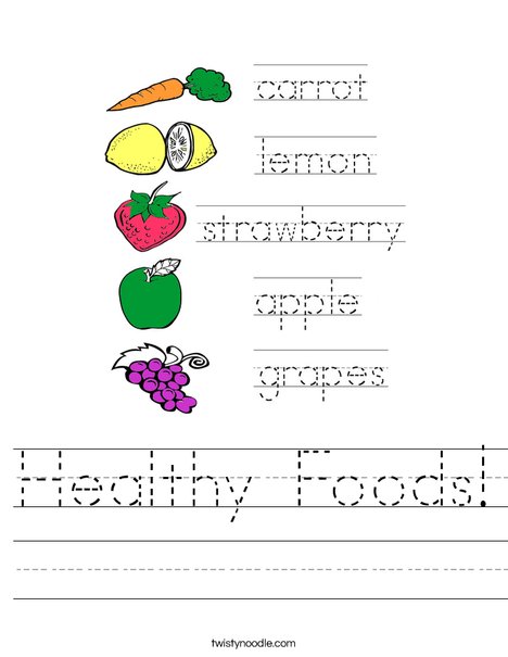 healthy foods worksheet twisty noodle