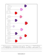 Happy Valentine's Day 2024 Handwriting Sheet