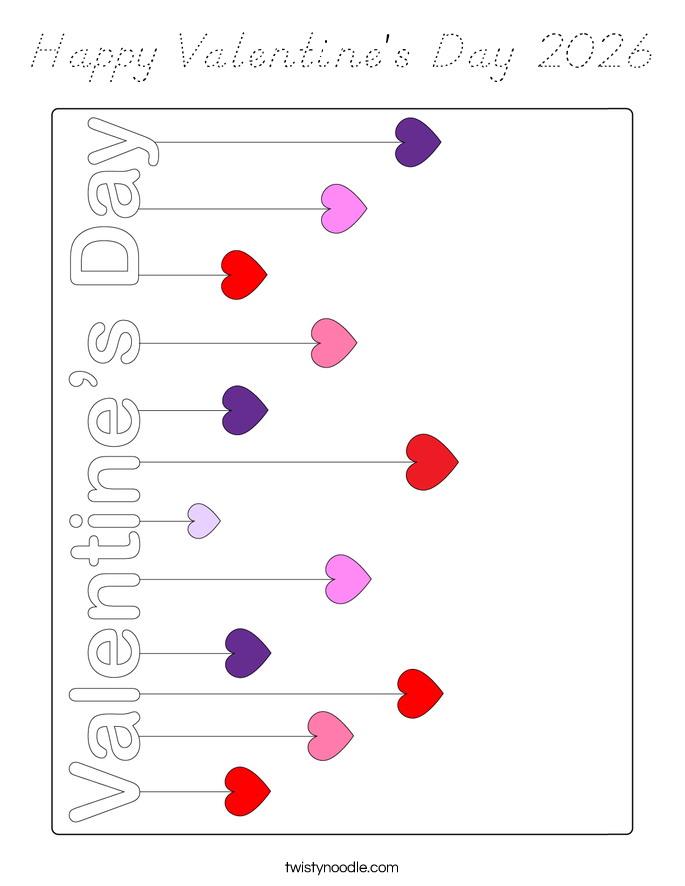 Happy Valentine's Day 2026 Coloring Page
