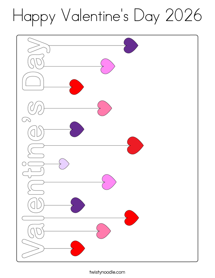 Happy Valentine's Day 2026 Coloring Page