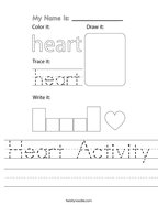 Heart Activity Handwriting Sheet
