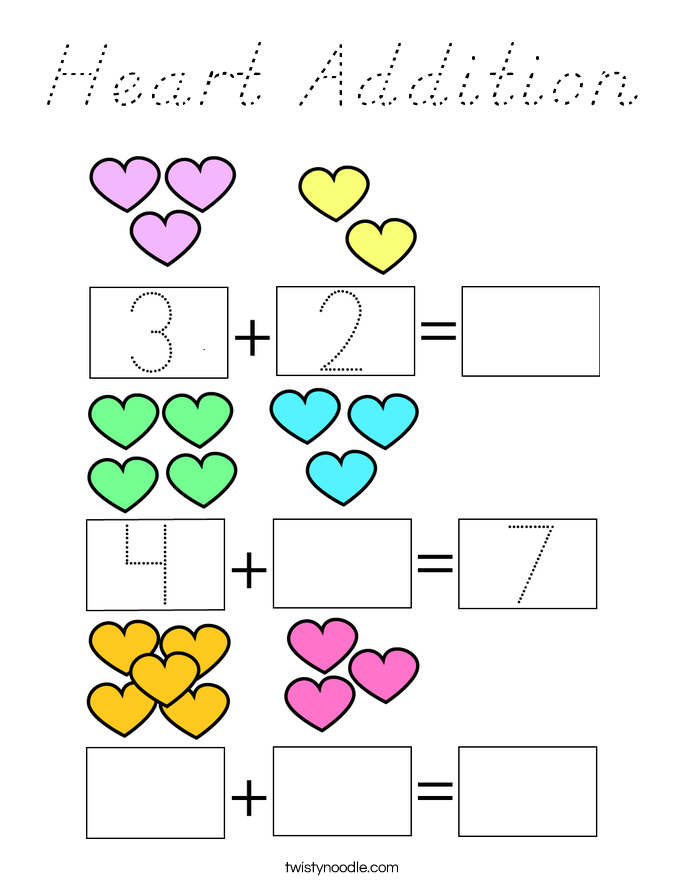 Heart Addition Coloring Page