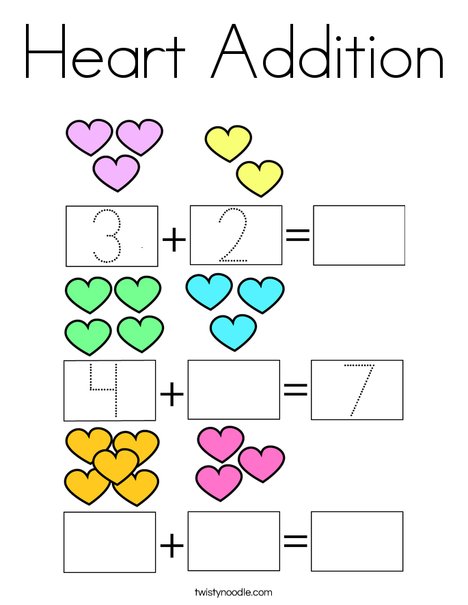 Heart Addition Coloring Page