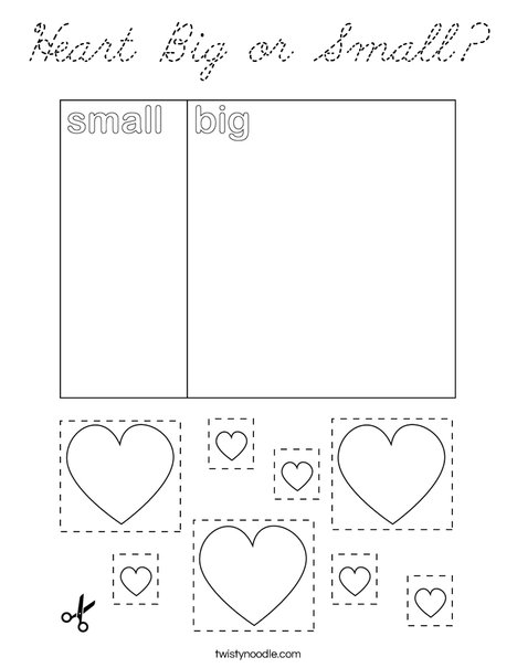 Heart Big or Small? Coloring Page