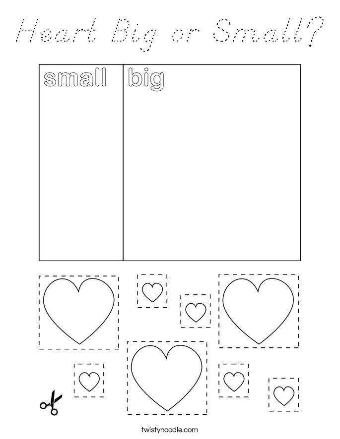 Heart Big or Small? Coloring Page