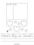 Heart Big or Small Handwriting Sheet