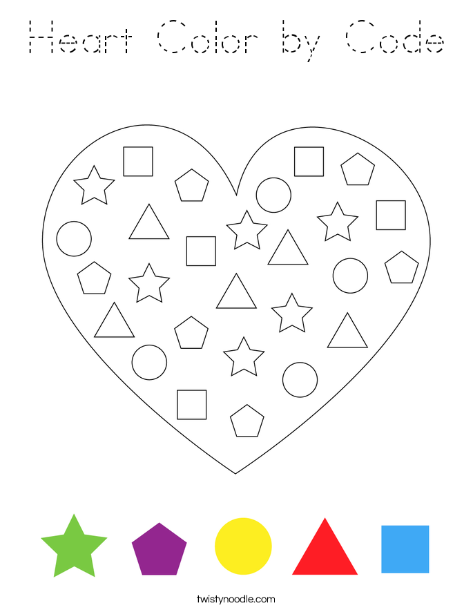 Heart Color by Code Coloring Page