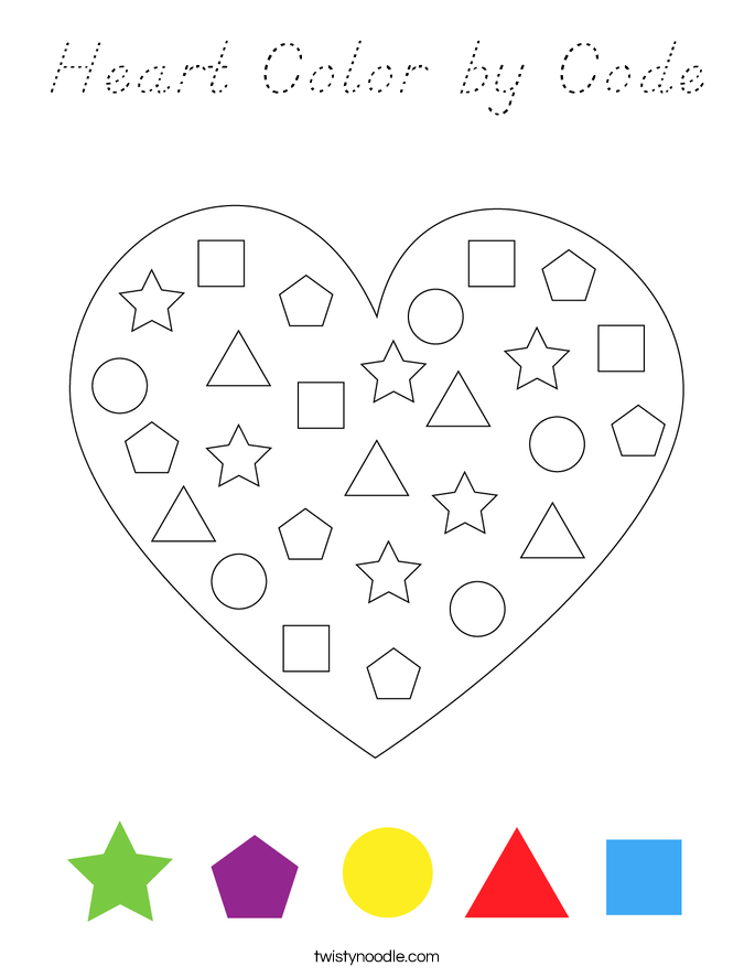 Heart Color by Code Coloring Page