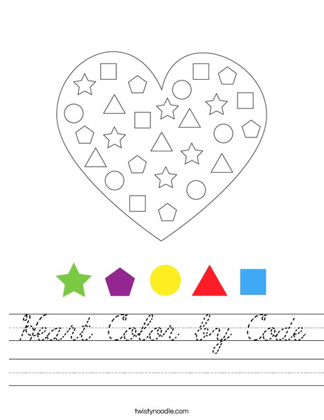 Heart Color by Code Worksheet