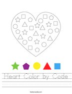 Heart Color by Code Handwriting Sheet