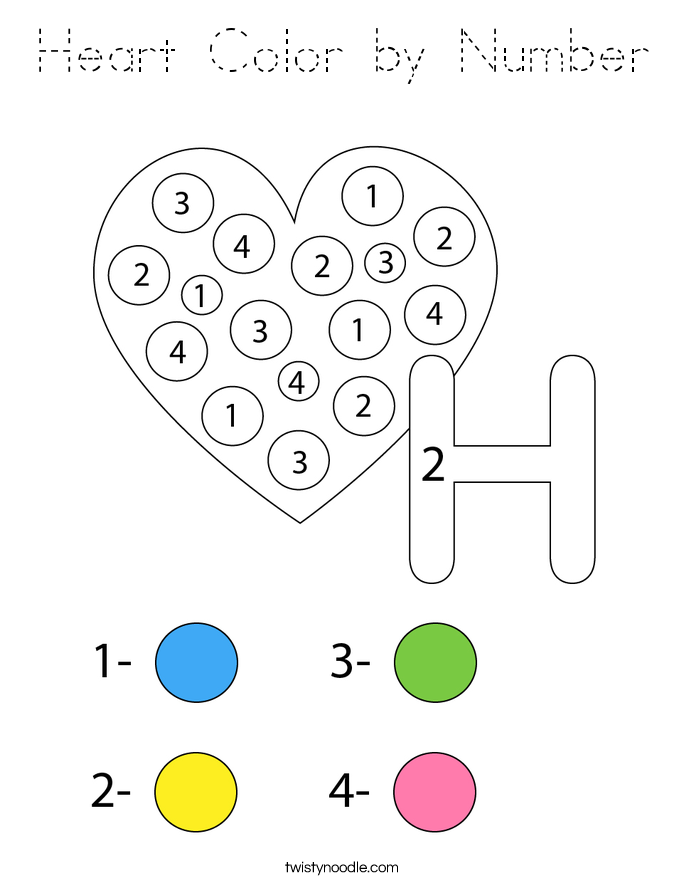 Heart Color by Number Coloring Page