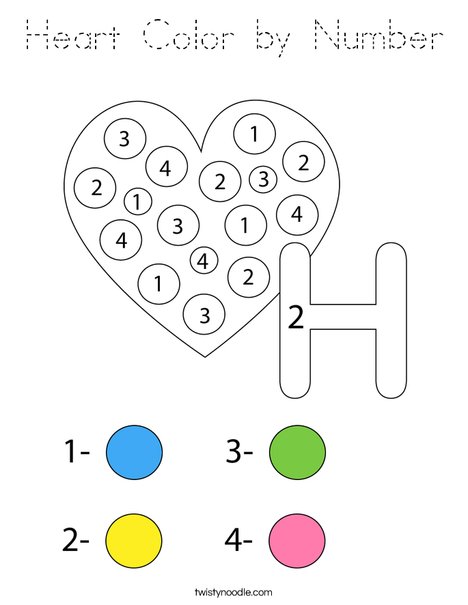 Heart Color by Number Coloring Page