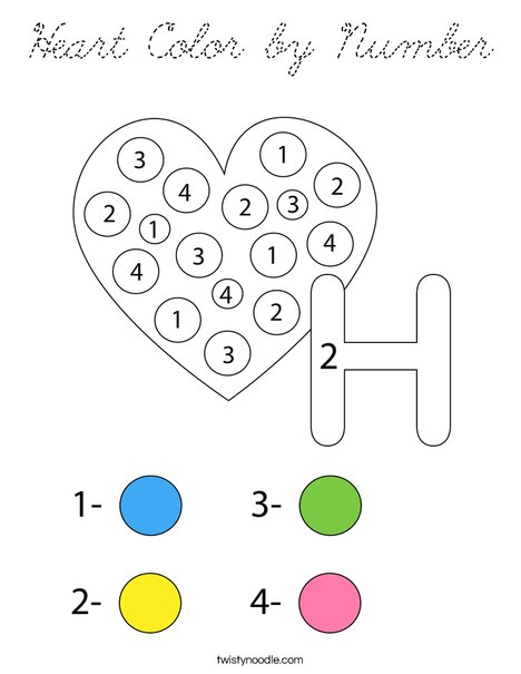 Heart Color by Number Coloring Page
