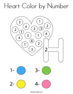 Heart Color by Number Coloring Page