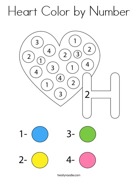 Heart Color by Number Coloring Page