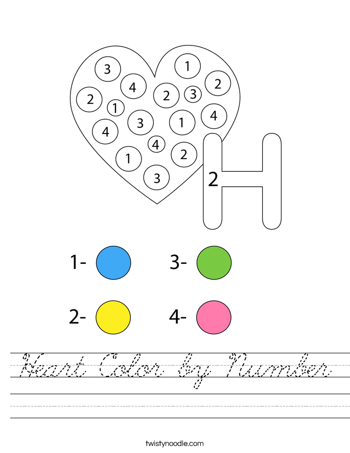 Heart Color by Number Worksheet