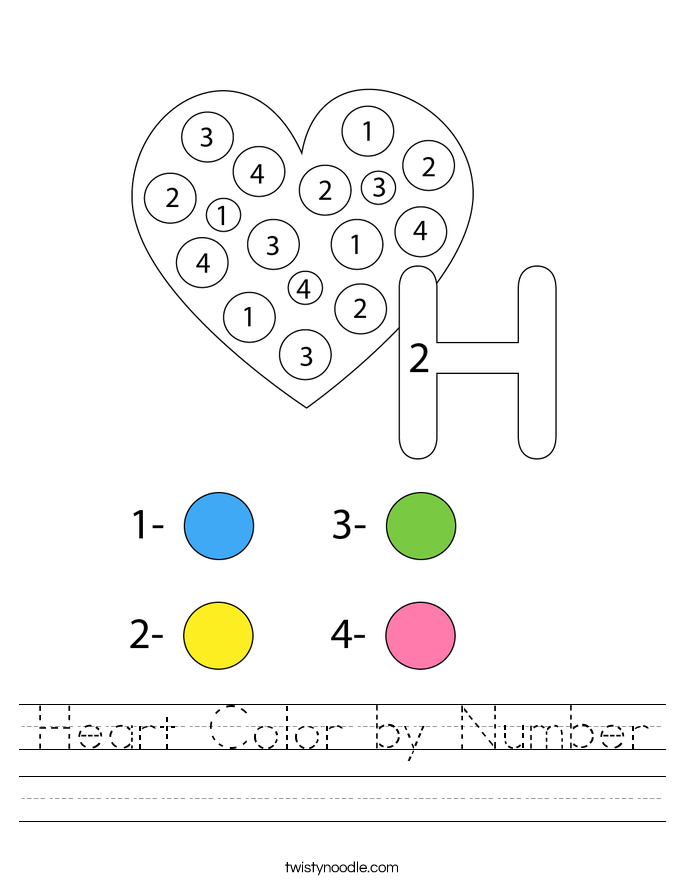 Heart Color by Number Worksheet