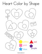 Heart Color by Shape Coloring Page