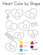 Heart Color by Shape Coloring Page