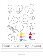 Heart Color by Shape Handwriting Sheet