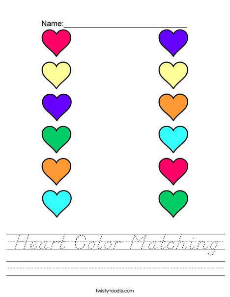 Heart Color Matching Worksheet