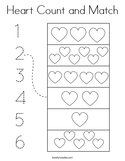 Heart Count and Match Coloring Page