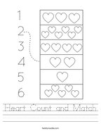 Heart Count and Match Handwriting Sheet