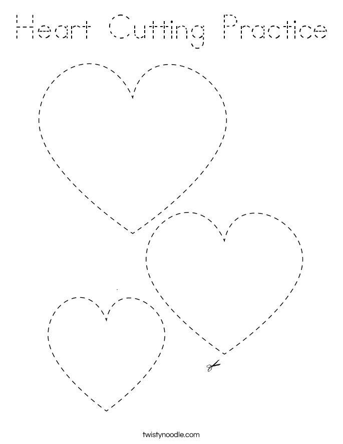 Heart Cutting Practice Coloring Page