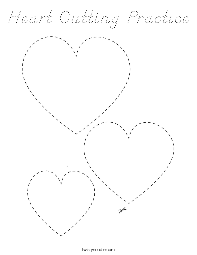 Heart Cutting Practice Coloring Page