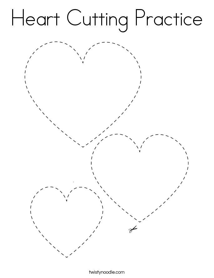 Heart Cutting Practice Coloring Page