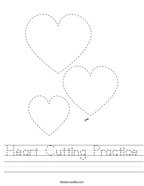 Heart Cutting Practice Handwriting Sheet