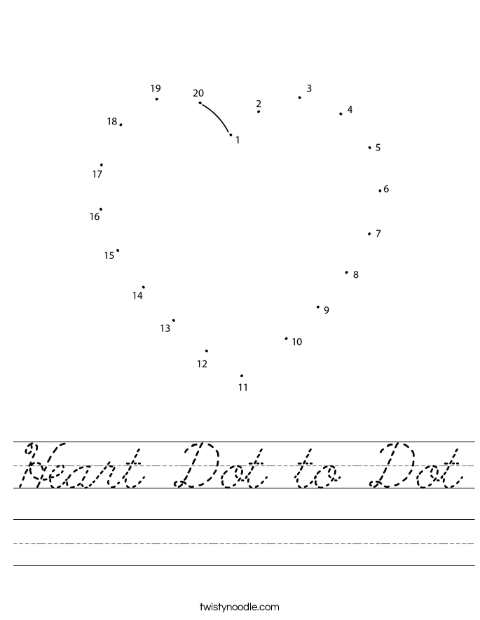 Heart Dot to Dot Worksheet