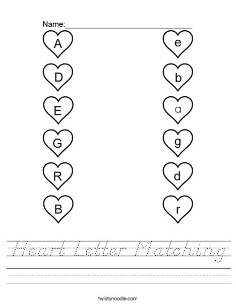 Heart Letter Matching Worksheet