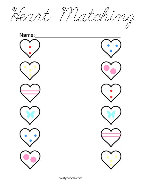 Heart Matching Coloring Page