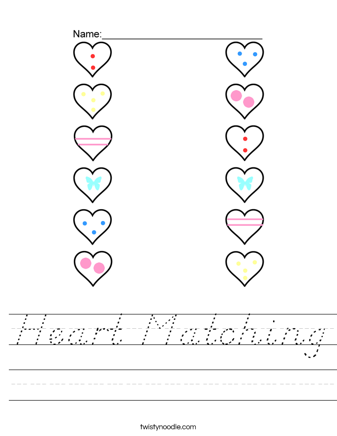 Heart Matching Worksheet