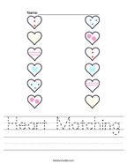 Heart Matching Handwriting Sheet