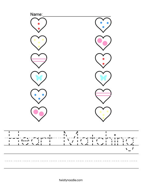 Heart Matching Worksheet