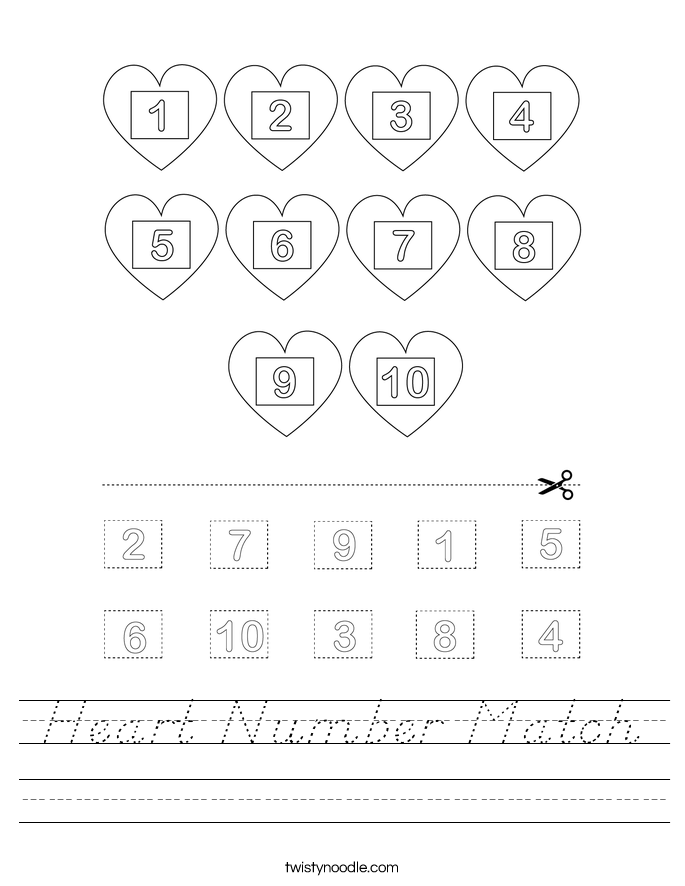Heart Number Match Worksheet