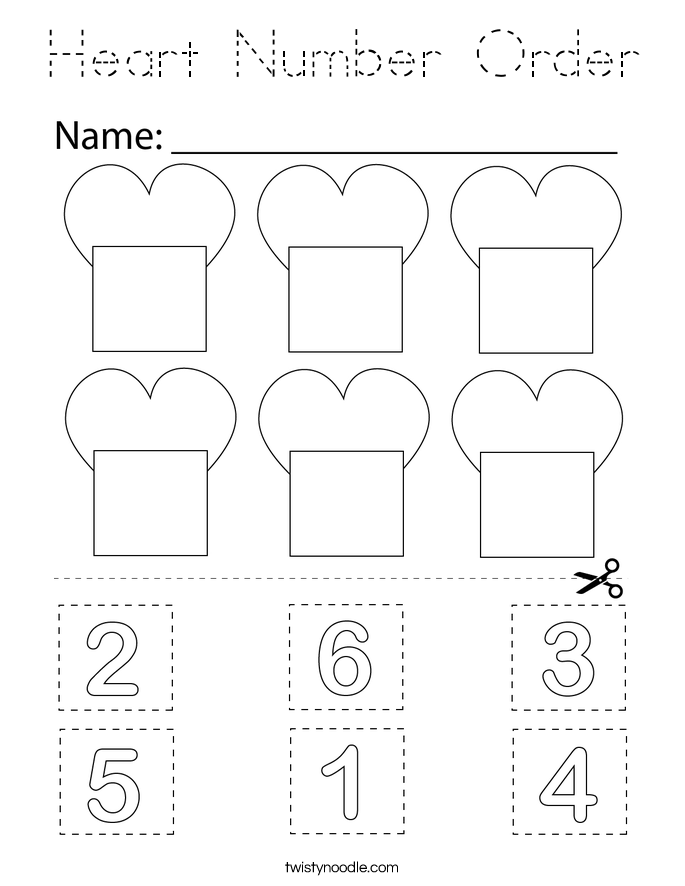 Heart Number Order Coloring Page