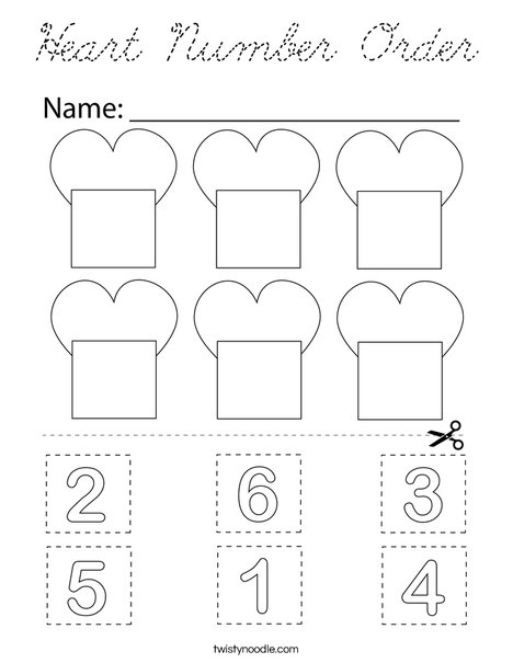 Heart Number Order Coloring Page
