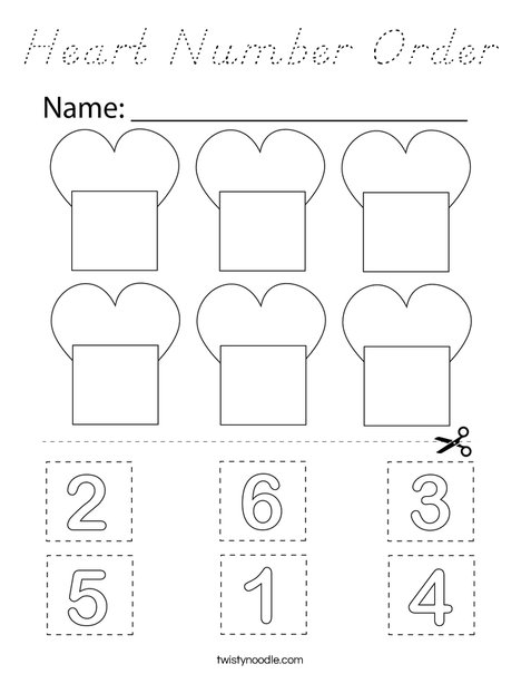 Heart Number Order Coloring Page