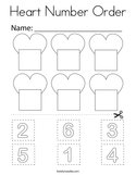 Heart Number Order Coloring Page